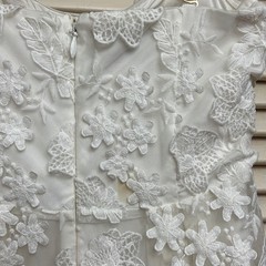 Strapless White 3D Floral Appliqué Lace Midi Dress