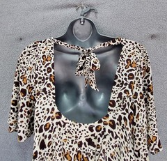 Oliver Bonas Ladies UK 8 Cream Leopard Tiered Maxi Dress Cruise Wedding Party