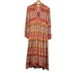 Maeve Anthropologie Tamarind Tiered Maxi Dress Womens Small Ikat Print Boho