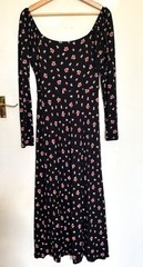 Boden Black Floral Midi Dress 12R – Sweetheart, Boho, whimsy, Summer, Jersey VGC