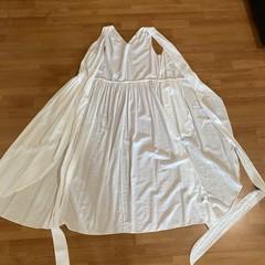 Vince White Wrap Sundress Size M Side Tie Belted Pockets Midi Sleeveless