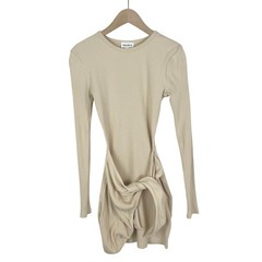 Revolve Superdown Dana Wrap Front Ribbed Mini Dress in Cream Size XXS