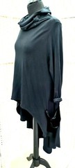 ALEMBIKA LONG BLACK ASYMMETRICAL DRESS SIZE – 2 – MADE IN ISRAEL.