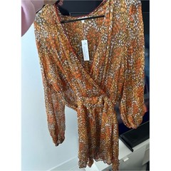 REVOLVE Poupette St Barth 100% Silk Abstract Wrap Dress Size Small