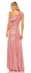 Ieena Mac Duggal 27152 One Shoulder Metallic Gown Coral Pink Formal Dress 14