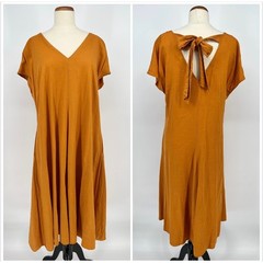 Universal Standard Louvre Bow Back Dress Linen Blend Saffron Orange S / 14/16