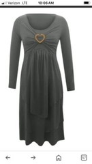 Made with Love Ladies Gray Long Sleeve Tiered Ruffled Wrap Dress w/Heart L NEW