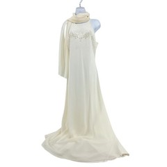 Vintage Cachet Beaded Formal Gown Women 12 Cream Ivory Hoco Evening Elegant