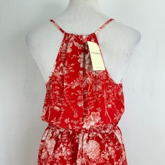 Lucky Brand Dress Size Small NWT 100% Silk Sleeveless Floral Print Red/Orange