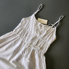 Sim & Sam Womens S 100% Cotton Sleeveless Pocketed Mini Dress Coquette Milkmaid