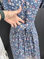 Esprit Blue Floral Front Button Down Dress Size 7/8 Tie Back