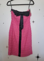 BETSEY JOHNSON Black pink tiered Chiffon Tulle Cocktail Party Dress spring