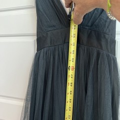 Luxxel Halter Strap Formal Gown Steel Blue Long Tulle Dress Ladies, size L NEW