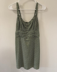 Abercrombie & Fitch Green/White Polka Dot Sleeveless Button Dress Size S