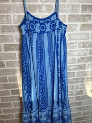 SheIn Blue Geometric Maxi Dress Sleeveless Strappy Straps Polyester Size L
