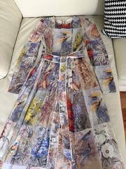 Zimmermann Multicolor Floral Bird Silk Chiffon Maxi Dress Long Sleeve Size 1