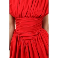 Extro&Vert Red Gathered Ruched Bubble Hem Mini Dress Size M