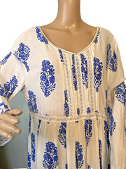 Velzara Blue/White Beaded Braid Above the Knee Dress. NWT 1XL