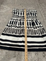 Laundry Shelli Segal 12 Cotton Strapless Mini Dress White Black Stripes Modern