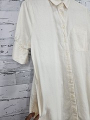 Old Navy Short Sleeve Linen Blend Shirt Dress Pockets Creme Womens Medium