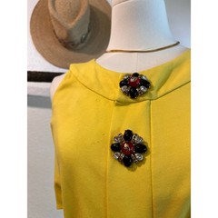 Y2K DSquared2 Yellow Gem Wrap Sleeveless Summer Dress Size Medium Italy Made
