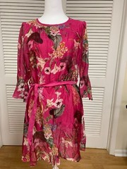 NWT Elena Baldi Silk Blend Fuschia Dress Size M