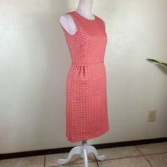 Boden Coral Broderie Lace Sheath Dress Size 4R US 8R UK Cotton Eyelet