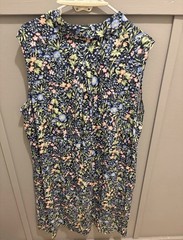 Women’s Plus 2X Multicolor Floral Collared Sleeveless Button Shirt Dress