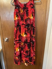 Aloha Hut Hawaii One-Size Red Floral Pull On Long Hawaiian Dress