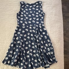LASCANA Women’s 34 Blue/White Floral Round Neck Sleeveless Fit & Flare Knit