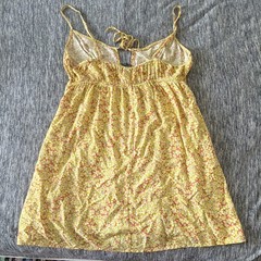 Wild Fable Yellow/Pink Floral V-Neck Strappy Mini Sundress Pockets M