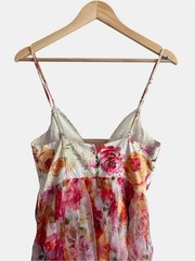 For Love and Lemons Peony Floral Midi Dress Sheer Organza Skirt Sz Medium