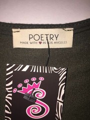 Poetry Asymmetrical Mini Wrap Dress Olive Green Stretch Soft V Neck Vintage New