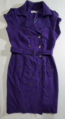 Calvin Klein Dress doubled breasted Size 6 Purple Belted Pockets Lined *FLAW