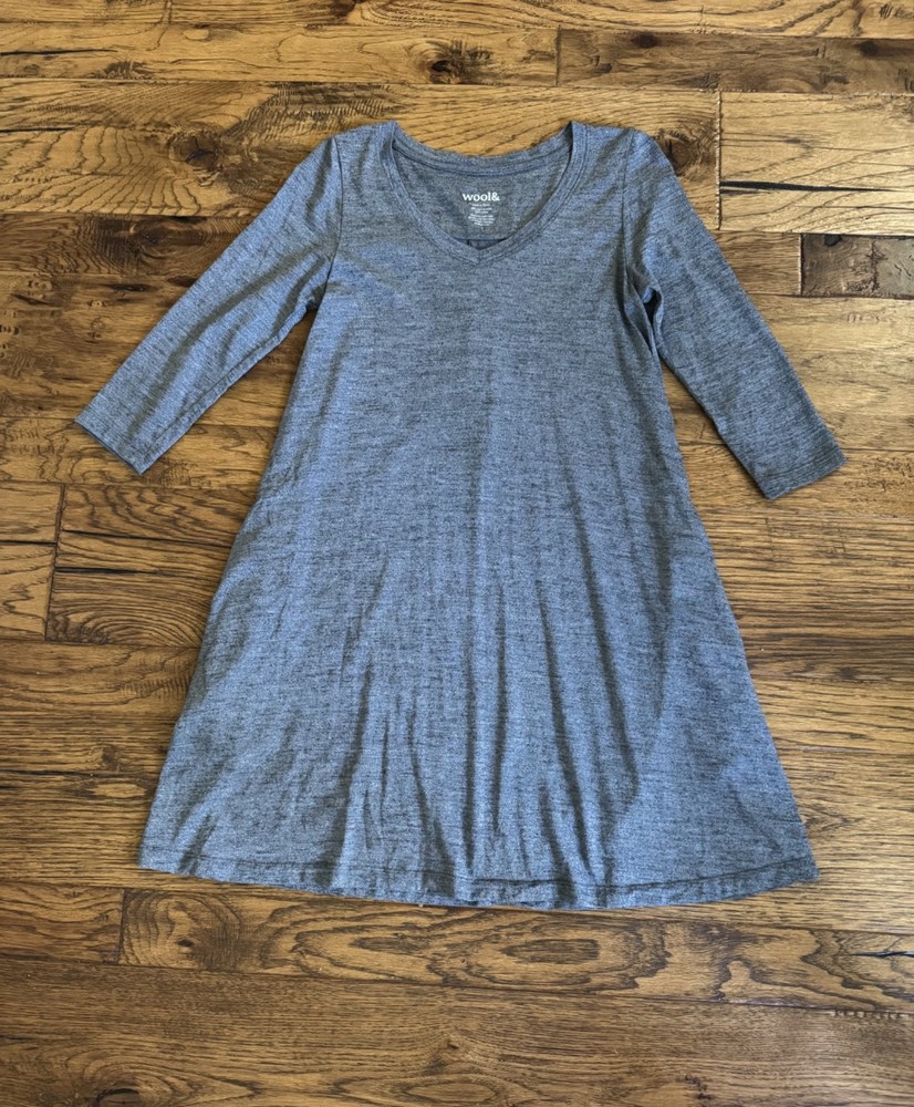 Wool& dress, size Small, Willow, marled grey, Merino wool
