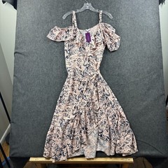 Lascana Faux Wrap Dress Women&rsquo;s 12 Pink Floral Ruffle Off Shoulder Tie NWT