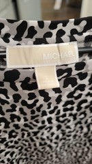 Michael Kors Leopard Animal Print Crew Neck Short Sleeve Button Dress L