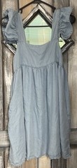 Miou Muse Women&rsquo;s Sundress Dress Size Small Chambray Blue Strappy Boho Pockets