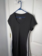 MNY Activewear Performance Mini Dress M Black White Side Striped SS Atheliesure