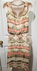 AS U WISH Cream Multicolor Geometric Sleeveless Half Lined Elastic Waistband Sm