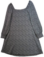 Loft Womens Cozy Peasant Casual Shift Knit Dress Size M Black White Speckled
