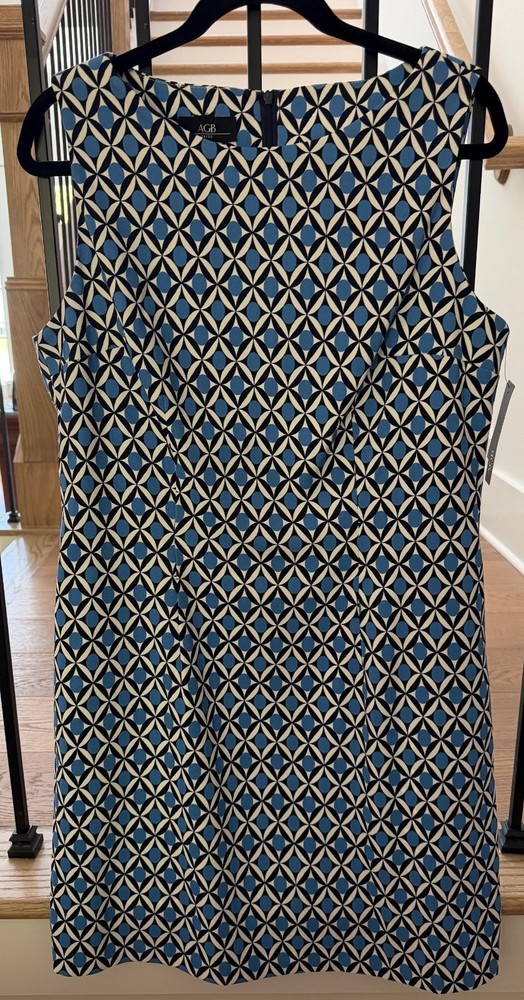 AGB Ladies Short Dress Blue/Black/White Design Size 14 – New with Tags