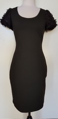Vintage REVIEW Womens Black Stretch Knit Dress Size 10 BNWT