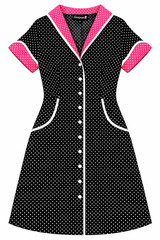 130114 Black & White Polka Dot Peggy Sue Dress Sourpuss Rockabilly Medium M