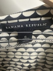 Banana Republic Black White Geometric Silk Cotton Sheath Dress Long Sleeve 6