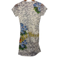 Ed Hardy Koi Fish Mesh Ruched Mini Dress M NWT Tattoo Y2K Bodycon