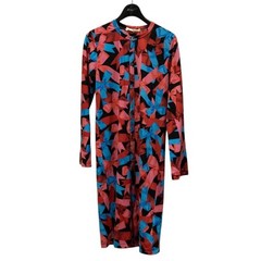 COMME des GARCONS Ribbon Dress Red Blue Abstract Long Sleeve S GL T067