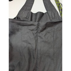 Andrea Jovine Linen Dress Halter Neck Sheath Button Detail Black Gothic Size 4