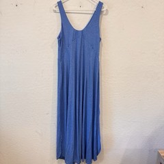 NWT Halara U-Neck Backless Split Flowy Maxi Dress Womens Large Blue Resortwear