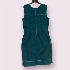 St. John SoCa Sleeveless Teal Panel Cotton Sheath Dress Size 10